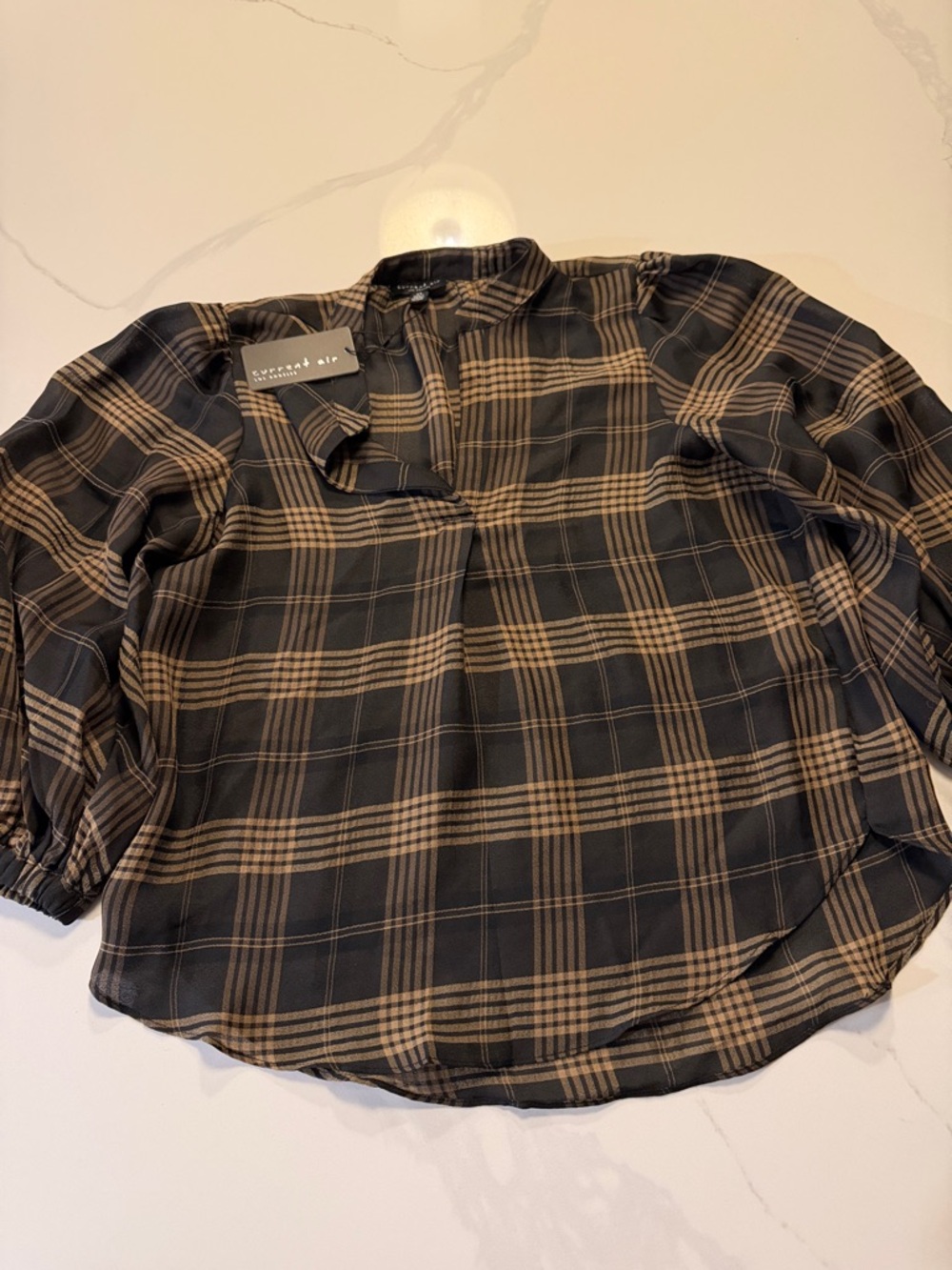 Women's Black and Brown Plaid Shirt